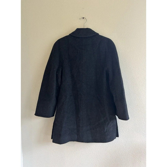 Vintage Cinzia Rocca 100% Wool Collared Black Pea Coat 4 - Picture 2 of 10